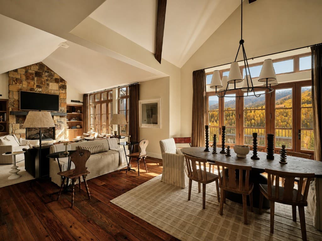 Dining room opening to fall in the valley